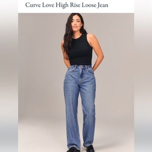 Abercrombie Curve Love High Rise Loose Jean in Medium Wash. Size 30 short.
